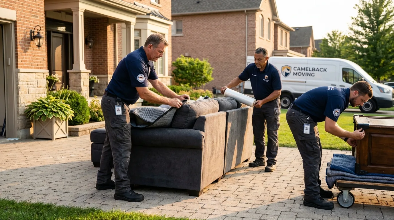 Large estate moving crew wrapping furniture in Moyock, NC